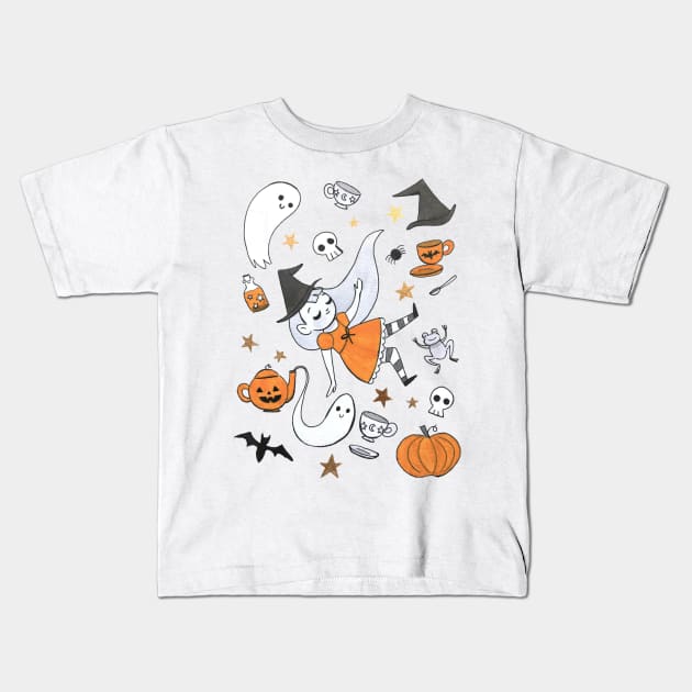 Falling Witch Kids T-Shirt by Lobomaravilha